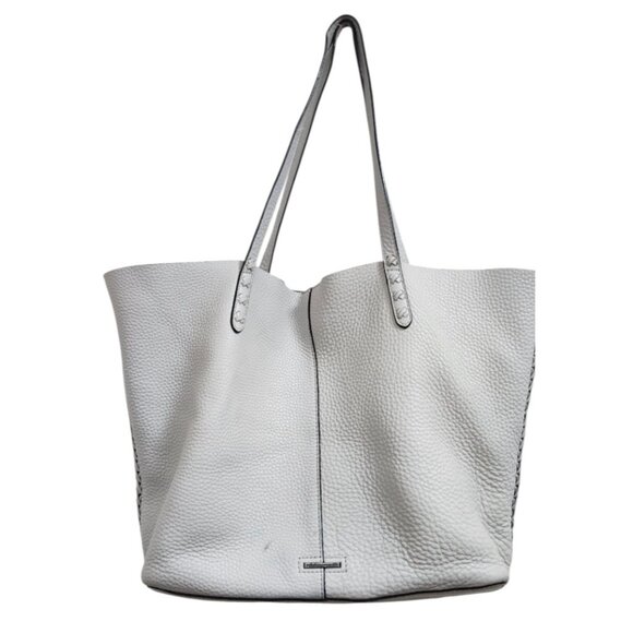 Rebecca Mincoff Large Gray Leather Tote Bag – Textured Pebbled Design, Everyday - Picture 2 of 12